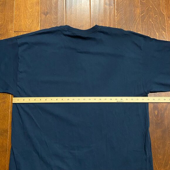 Alstyle Apparel Vintage Y2K West Virginia University Navy Yellow Tee Men's 2XL - Picture 6 of 7